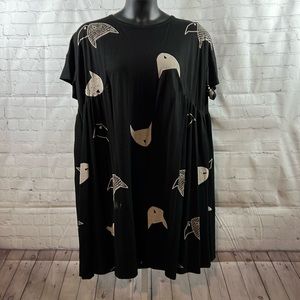 Cute Comfy Cat Dress 2X. Black. Roomy w/Pockets. Short Sleeves